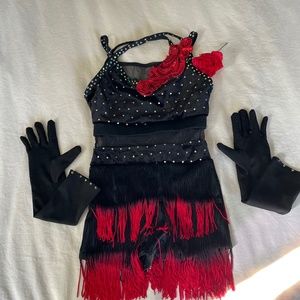 Girls Black and Red Salsa Tap Costume